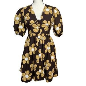 Jacquie the label dress brown with flowers size medium